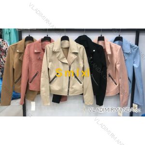 Bunda brúsená koženková jarné dlhý rukáv dámska (S-XL) TALIANSKÁ MÓDA IMWD213328