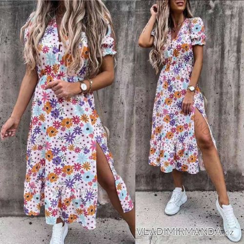 Šaty letní dlouhé krátký rukáv dámské (S/M ONE SIZE) ITALSKÁ MÓDA IMWK21B21066-1
