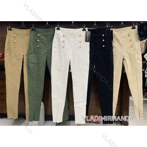 Kalhoty elegantní dlouhé dámské (S-XL) ITALSKÁ MÓDA IMWD211054/DR XL bílá