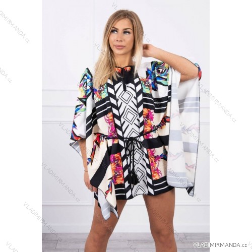 White bat dress tied at the waist