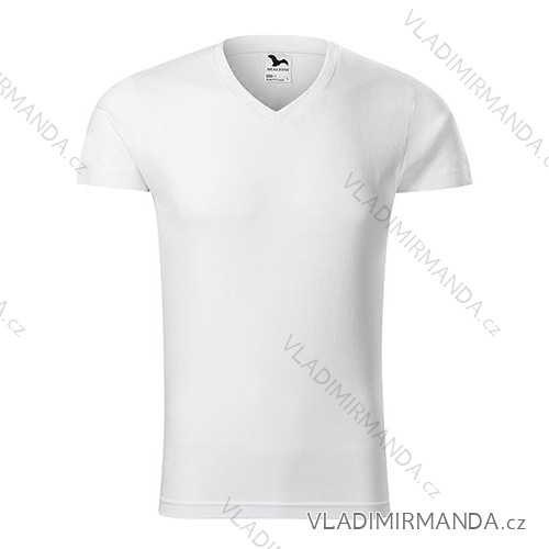 Männer Slim Fit T-Shirt mit V-Ausschnitt Weiß XL ADR-1460016
