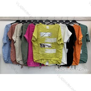 Tunika bavlněná krátký rukáv dámská (S/M ONE SIZE) ITALSKÁ MÓDA IMWD213453