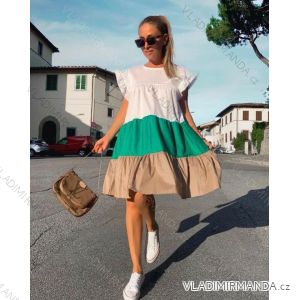 Šaty letní plátěné krátký rukáv dámské (S/M ONE SIZE) ITALSKÁ MÓDA IMM21670
