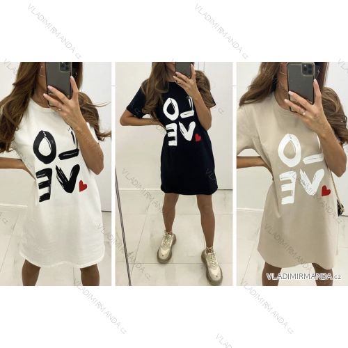 Šaty voľnočasové krátky rukáv dámske (S / M ONE SIZE) TALIANSKÁ MÓDA IMWD213741/DR S / M biela