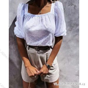Tričko krajkové krátký rukáv dámské (S/M ONE SIZE) ITALSKÁ MÓDA IMWE21135