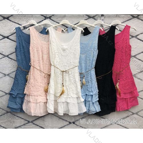 Šaty krajkové letní na ramínka dámské (S/M/L ONE SIZE) ITALSKÁ MÓDA IMWM214290