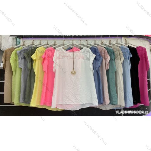 Tunika krajková s přívěškem krátký rukáv dámská (L/XL ONE SIZE) ITALSKÁ MÓDA IMWD213939