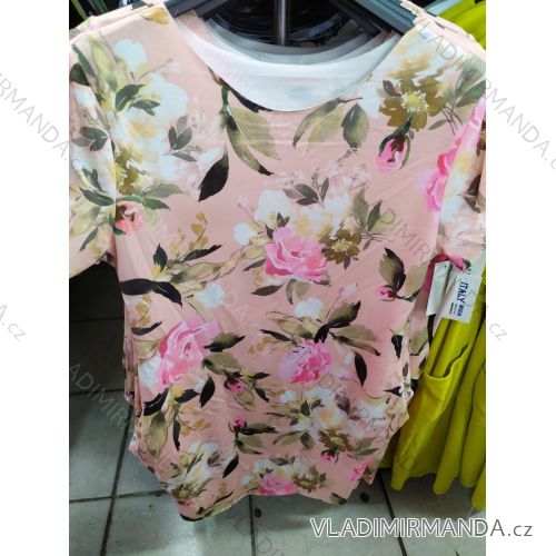 Šaty letní dámské krátký rukáv květinové nadrozměr (XL-XXL one size) ITALSKá MODA IM721137