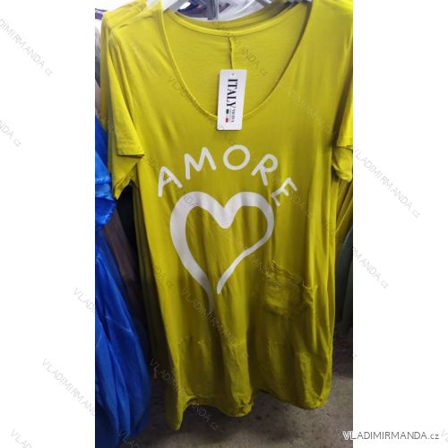 Tričko tunika šaty krátký rukáv dámská (uni xl/2xl) ITALSKá MóDA IM721106