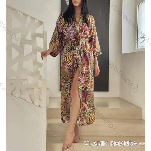 Župan letní dlouhý rukáv dámský (S/M ONE SIZE) ITALSKÁ MÓDA IMM21787
