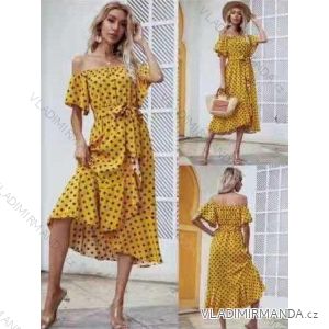 Šaty letní dlouhé carmen přes ramena puntík dámské (S/M ONE SIZE) ITALSKÁ MÓDA IMM21797