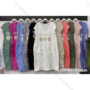Šaty krátký rukáv bavlněné dámské (S/M/L ONE SIZE) ITALSKÁ MÓDA IMWB214347