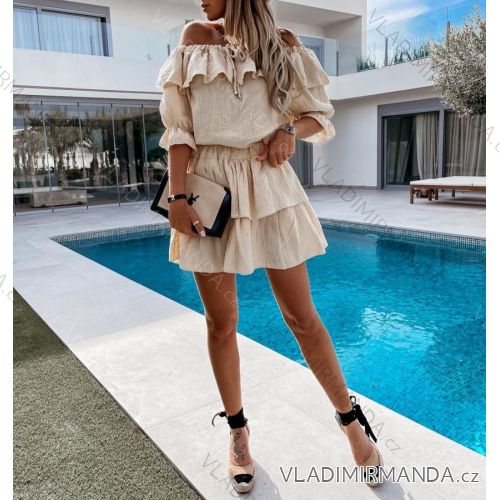 Šaty letní carmen přes ramena dámské (S/M ONE SIZE) ITALSKÁ MÓDA IMWA214364