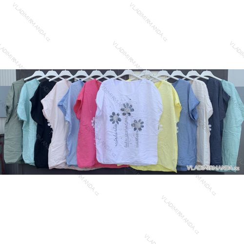 Tunika krátký rukáv bavlněná dámská (L-XL ONE SIZE) ITALSKÁ MÓDA IMWM214405