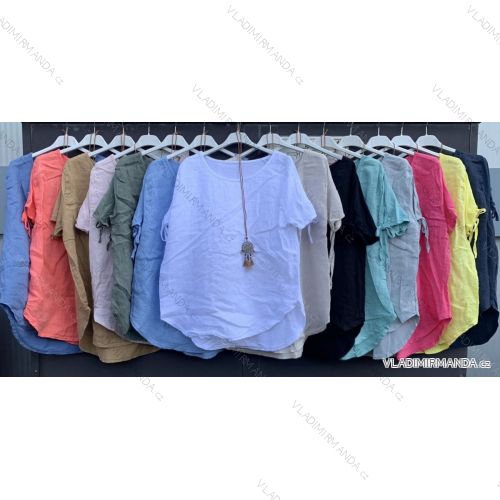 Tunika krátky rukáv ľanová dámska (L-XL ONE SIZE) TALIANSKÁ MÓDA IMWM214414