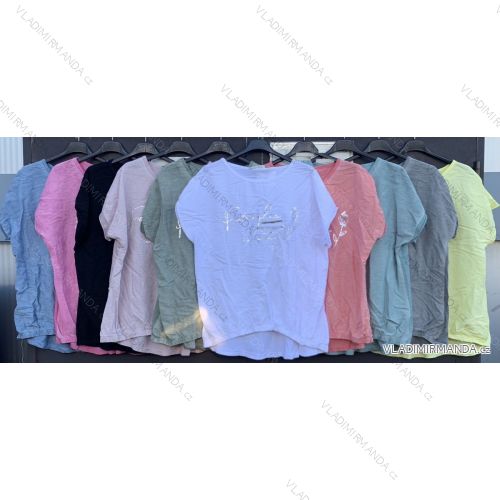 Tunika bavlněná krátký rukáv dámská (L/XL ONE SIZE) ITALSKÁ MÓDA IMWM214485