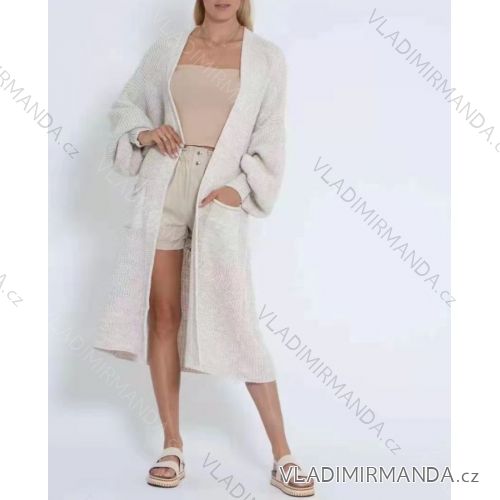 Cardigan dlouhý pletený dlouhý rukáv dámský (S/M ONE SIZE) ITALSKÁ MÓDA IMWE21242
