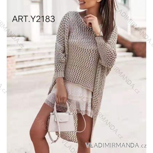 Sveter tenký predĺžený dlhý rukáv dámsky (S / M ONE SIZE) TALIANSKÁ MÓDA IMWE21268