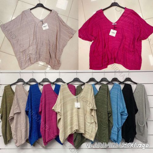 Tunika oversize krátký rukáv dámská (XL/2XL ONE SIZE) ITALSKÁ MÓDA IMWA21452