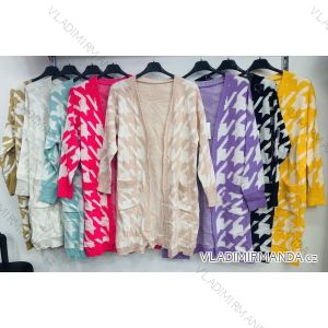 Cardigan pletený tenký dlouhý rukáv dámský (S/M ONE SIZE) ITALSKÁ MÓDA IMWV21064