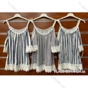 Šaty krátké carmen na ramínka proužek dámské (S/M ONE SIZE) ITALSKÁ MÓDA IMWV21088