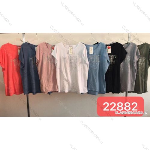 Tunika bavlněná krátký rukáv dámská nadrozměr (XL/XXL ONE SIZE) ITALSKÁ MÓDA IMWT21052
