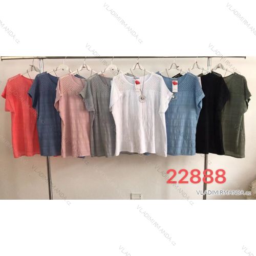 Tunika bavlnená s príveskom krátky rukáv dámska nadrozměr (XL / XXL ONE SIZE) TALIANSKÁ MÓDA IMWT21057