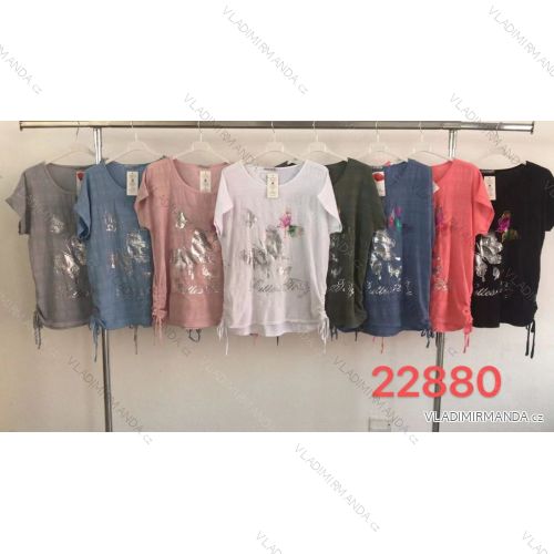 Tunika bavlněná krátký rukáv dámská nadrozměr (XL/XXL ONE SIZE) ITALSKÁ MÓDA IMWT21067