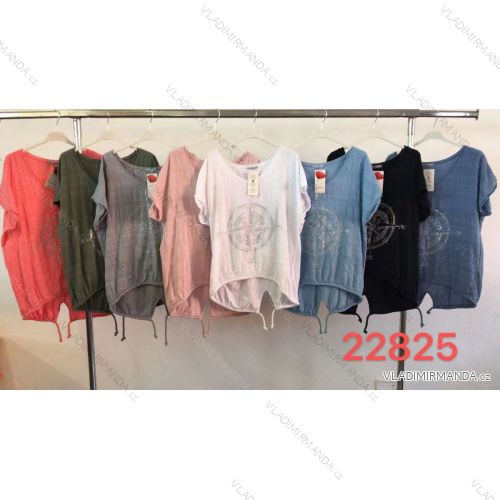 Tunika bavlnená krátky rukáv dámska nadrozměr (XL / XXL ONE SIZE) TALIANSKÁ MÓDA IMWT21071