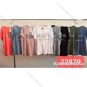 Tunika bavlněná krátký rukáv dámská nadrozměr (XL/XXL ONE SIZE) ITALSKÁ MÓDA IMWT21072