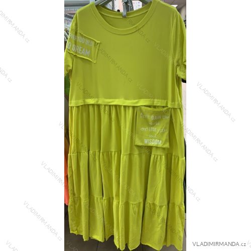 Šaty bavlněné krátký rukáv dámské nadrozměr (XL/XXL ONE SIZE) ITALSKÁ MÓDA IMWT21120