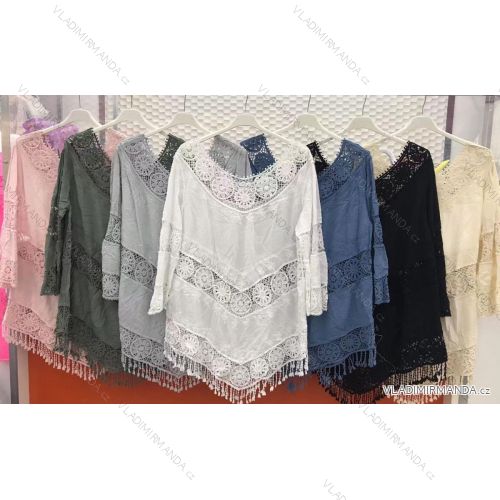 Halenka krajková dlouhý rukáv dámská (M/L ONE SIZE) ITALSKÁ MÓDA IMWT21129