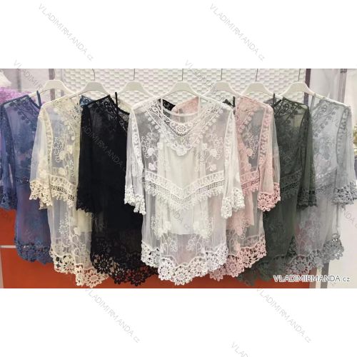 Halenka krajková dlouhý rukáv dámská (M/L ONE SIZE) ITALSKÁ MÓDA IMWT21130