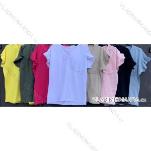 Tričko bavlněné krátký rukáv dámské (S/M ONE SIZE) ITALSKÁ MÓDA IMWM215138
