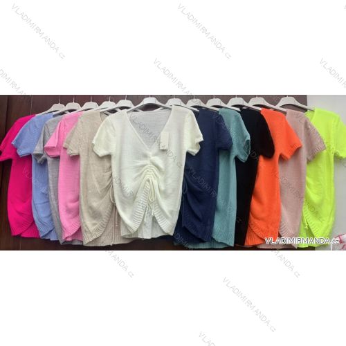 Svetr tenký krátký rukáv dámský (S/M ONE SIZE) ITALSKÁ MÓDA IMWD215039