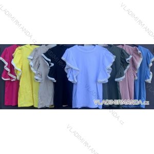 Tričko bavlněné krátký rukáv dámské (S/M ONE SIZE) ITALSKÁ MÓDA IMWM215074