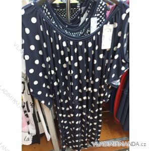 Šaty carmen oversize letní krátký rukáv nadrozměr dámské puntík  (2XL/ 4XL ONE SIZE) ITALSKá MóDA MA821019