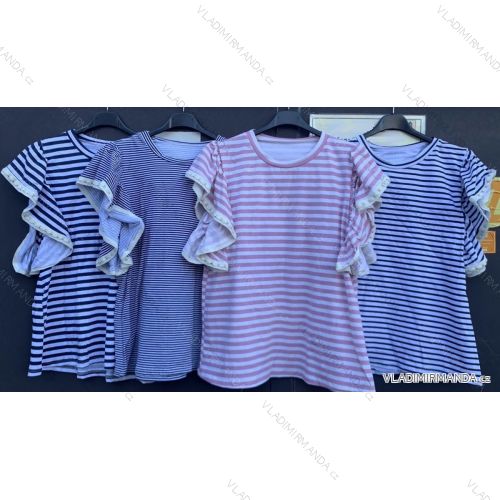Tričko bavlněné krátký rukáv dámské proužek (S/M ONE SIZE) ITALSKÁ MÓDA IMWM215410