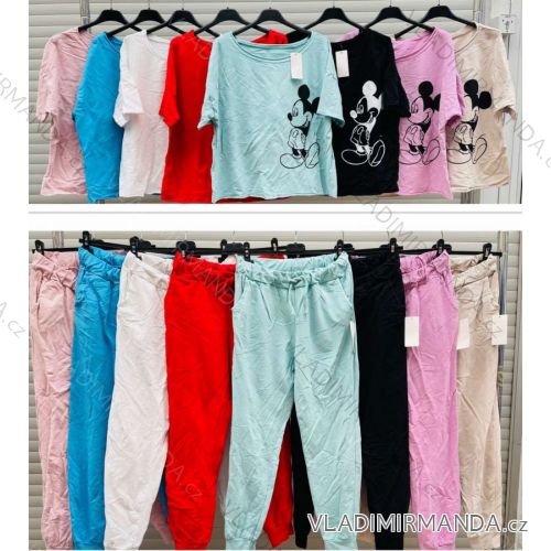 Souprava letní tričko a tepláky dámská (S/M ONE SIZE) ITALSKÁ MÓDA IMWA215509