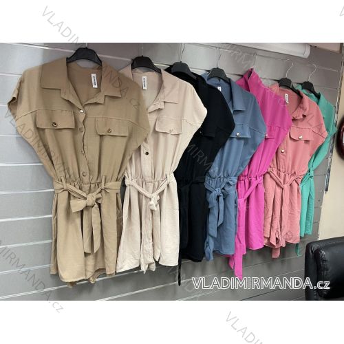 Šaty elegantné košeľové s pásikom dámske (S / M ONE SIZE) TALIANSKÁ MÓDA IMWD215648