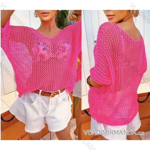 Svetr tenký krátký rukáv dámský neon (S/M ONE SIZE) ITALSKÁ MÓDA IMWA215545