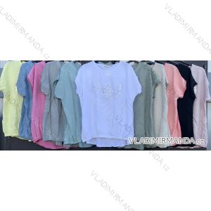 Tričko bavlněné krátký rukáv dámské (S/M ONE SIZE) ITALSKÁ MÓDA IMWM215560