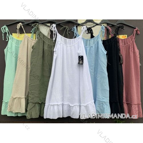 Šaty letní mušelínové prodyšné na ramínka dámské (S/M ONE SIZE) ITALSKÁ MÓDA IMWMIMWM21559815498