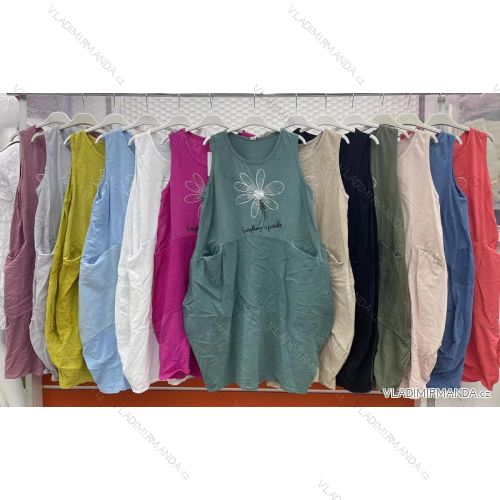 Šaty dlouhé bez rukávu dámské nadrozměr (L/XL ONE SIZE) ITALSKÁ MÓDA IMWT215671