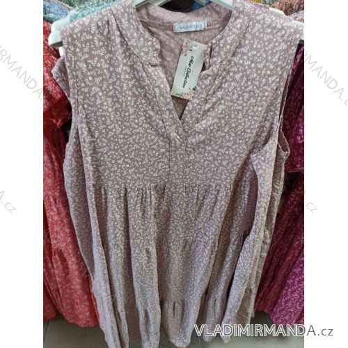 Šaty letné bez rukávov dámske (XL / 2XL ONE SIZE) TALIANSKÁ MÓDA IMS21049