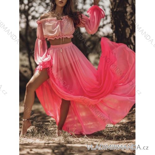 Souprava letní top carmen a sukně dlouhá dámská (S/M ONE SIZE) ITALSKÁ MÓDA IMWA215743