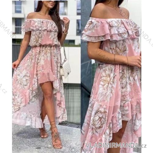 Šaty letní dlouhé šifonové carmen dámské (S/M ONE SIZE) ITALSKÁ MÓDA IMWA215774