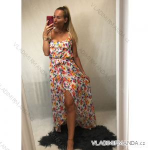 Šaty letní dlouhé šifonové na ramínkách dámské (S/M ONE SIZE) ITALSKÁ MÓDA IMWG214068-3/DR
