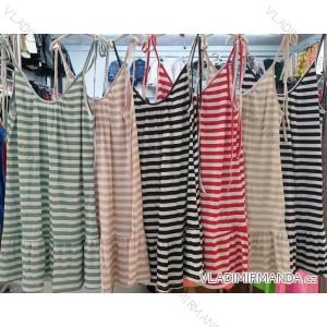 Šaty letní na ramínka dámské proužek (S/M ONE SIZE) ITALSKÁ MÓDA IMWC215856