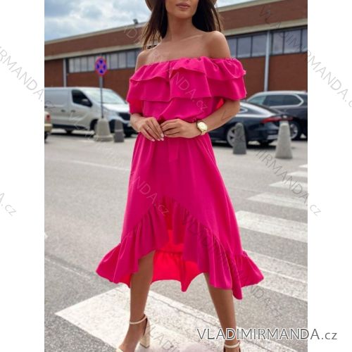 Šaty letní dlouhé šifonové carmen dámské (S/M ONE SIZE) ITALSKÁ MÓDA IMWA215777/DR